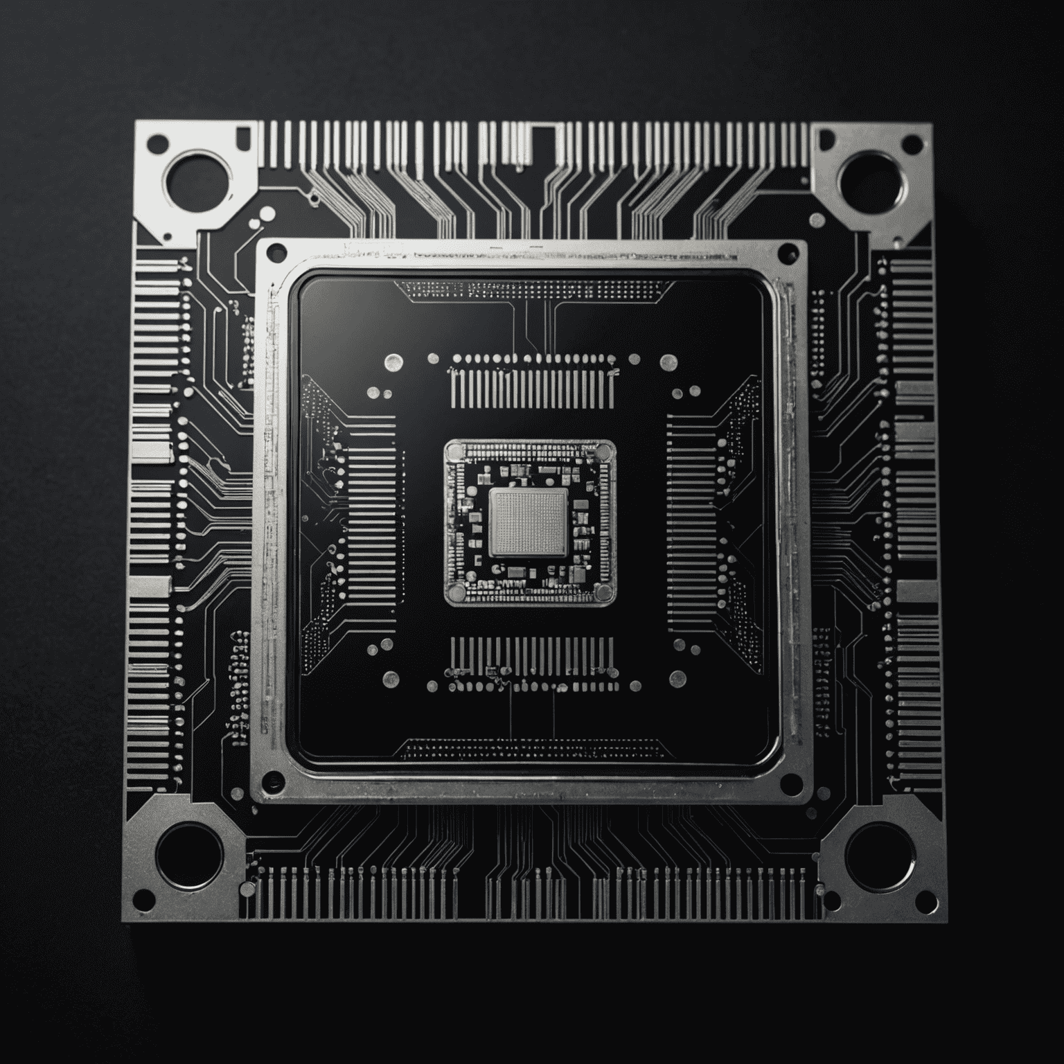 A silver quantum computer chip on a black background, representing the cutting-edge technology being developed in the UK