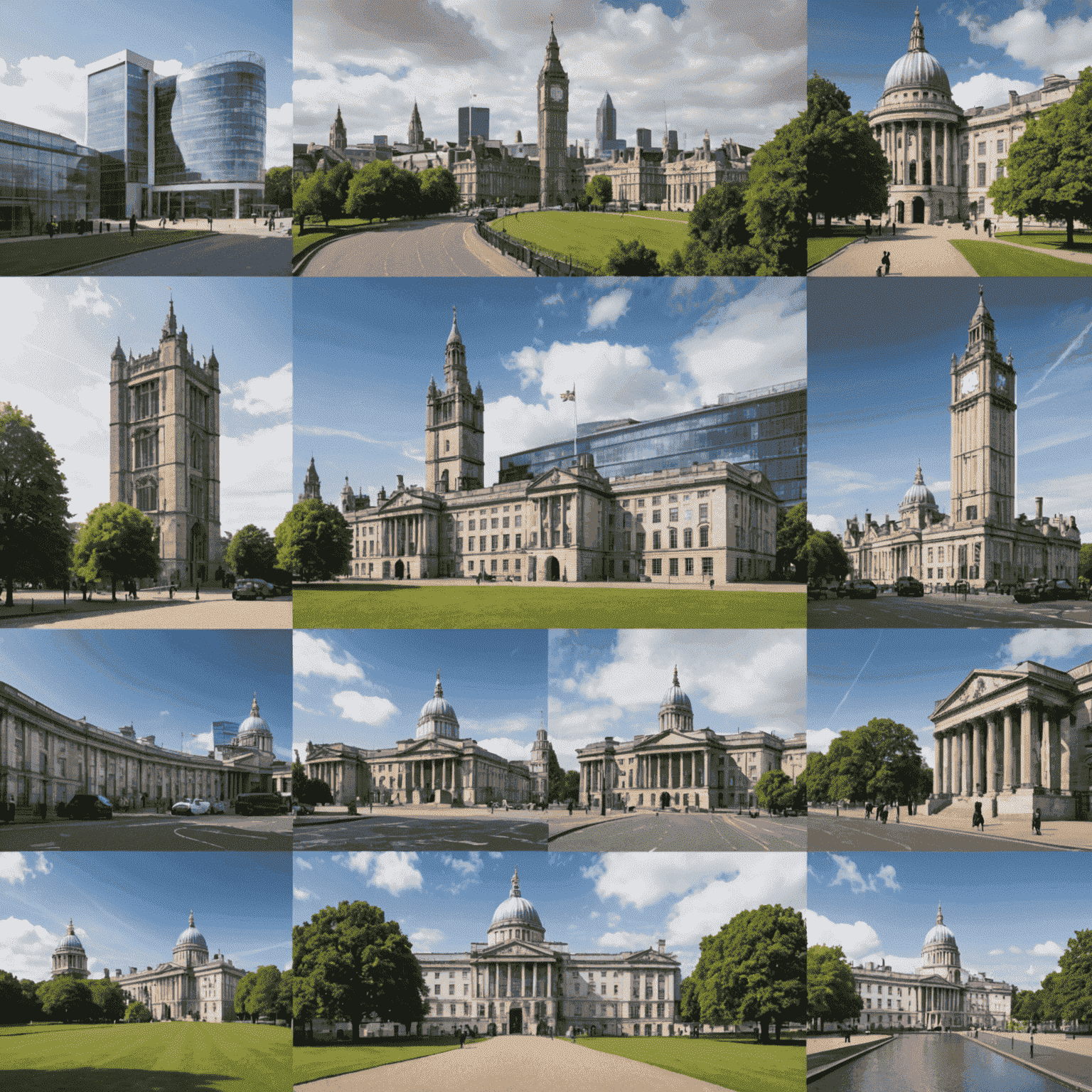 A collage of images showcasing the UK's digital transformation journey, including government buildings, tech startups, and digital infrastructure, with a silver overlay.